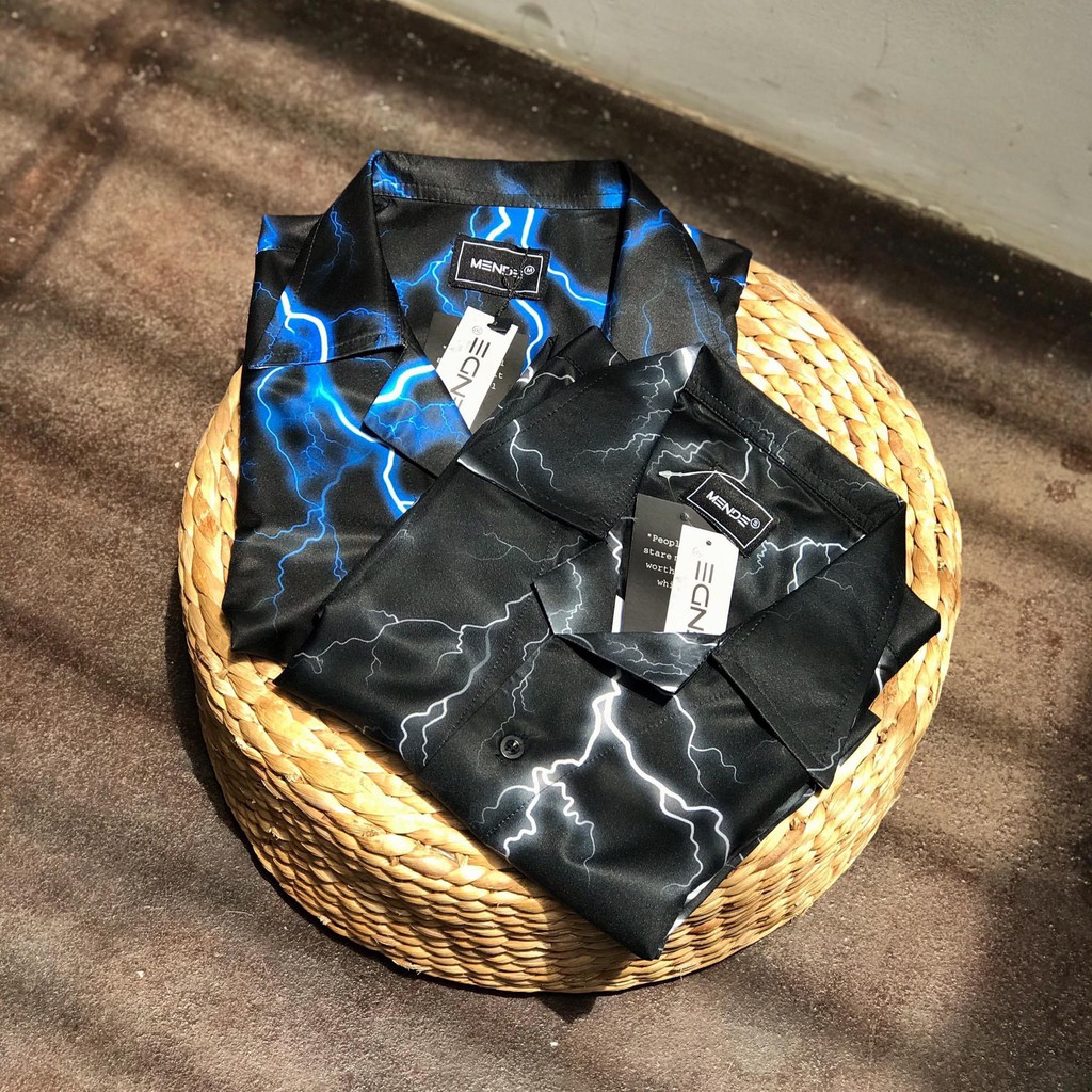 Sơ Mi Unisex Tay Lỡ - Áo Somi Sấm Sét Xanh - Thời Trang Unisex AnAn - SM7 | BigBuy360 - bigbuy360.vn