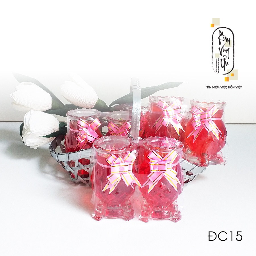 Đèn cầy ly cúng Trái Thơm Đỏ ĐC15 cao 9cm