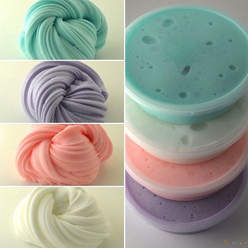 60ML Cầu Vồng Cotton Đám Mây Slime Fluffy Bùn Căng Thẳng Cứu Trợ Trẻ Em Đồ Chơi Đồ Chơi Plasticine Kit FURN