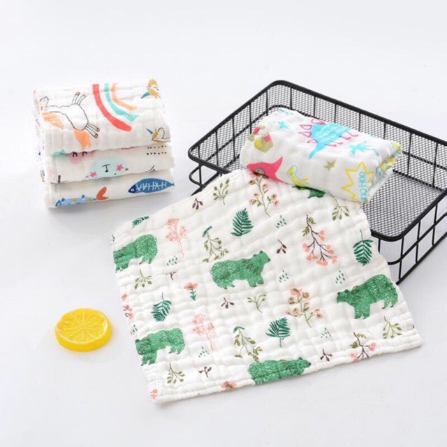 Khăn Mặt Cho Bé - Khăn mặt xô 6 lớp mềm mại