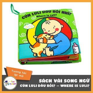 Sách vải song ngữ kích thích đa giác quan cho bé Luli đâu rồi?- Where is Luli?, kích thước 18x18cm, 12 trang