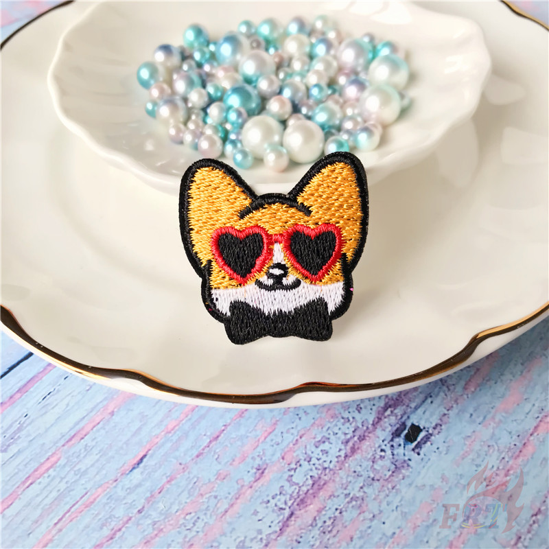 Miếng Vá Ủi Thêu Thiết Kế Hình Chó Shiba Inu và Corgi Dễ Thương