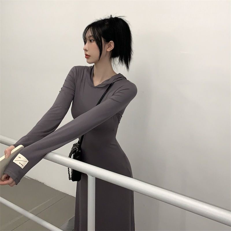 COZOK Váy Hoodie Tay Dài Form Ôm Kiểu Dáng Hợp Thời Trang