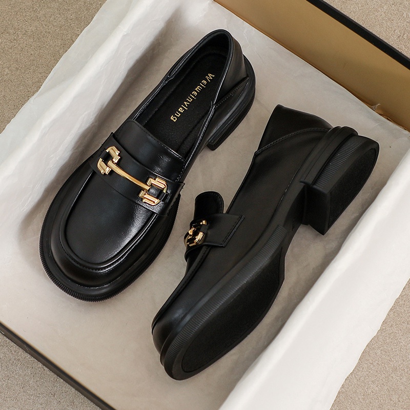 Giày Lười Da Đế Dày Mềm Mại Thoải Mái Phong Cách Anh Quốc Cho Nữ Size 34-43
