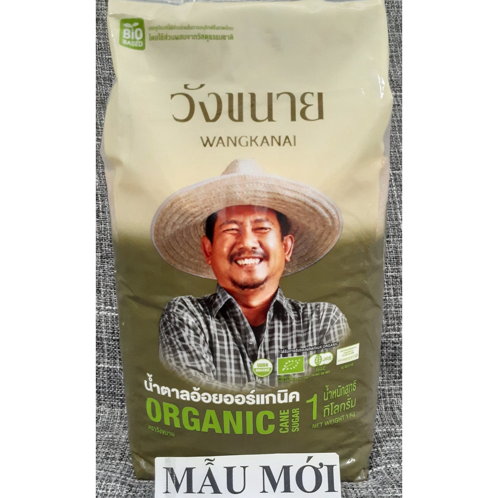 (Date 2023 Mẫu Mới)-ĐƯỜNG MÍA HỮU CƠ - WANGKANAI ORGANIC– Gói 1Kg-THAILAND -Tiêu chuẩn EU, USDA, JAS