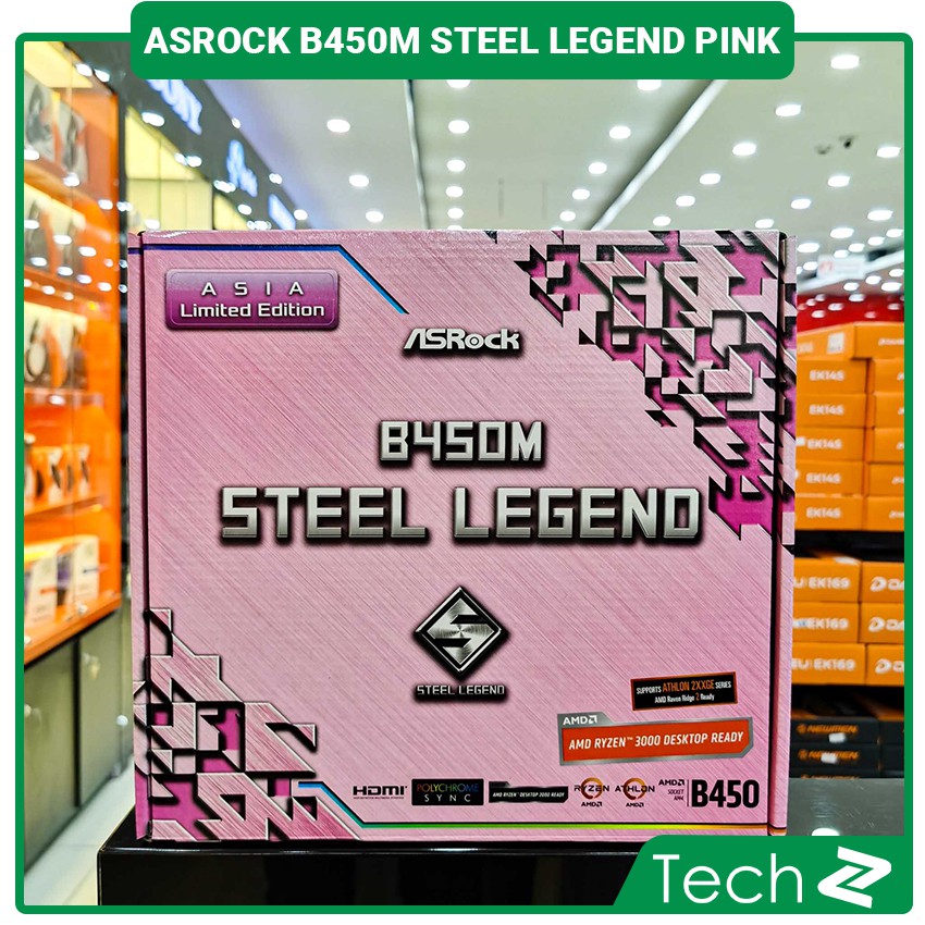 Mainboard ASROCK B450M STEEL LEGEND (Pink Edition)  (AMD B450, Socket AM4, ATX, 4 khe RAM DDR4)