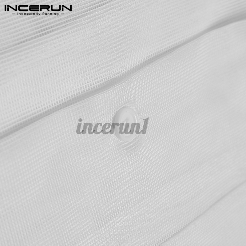 Áo Sơ Mi INCERUN Tay Ngắn Phối Lưới Thời Trang Cho Nam | BigBuy360 - bigbuy360.vn