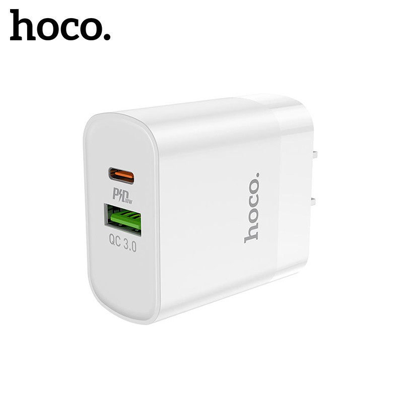 Củ sạc nhanh PD20W Hoco C80 cổng USB + Type-C chuôi dẹt Q.C 3.0 cho mọi thiết bị