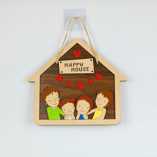 Biển bảng gỗ decor HAPPY HOUSE 2 NỮ trang trí gia đình - nhà cửa - treo tường - treo cửa( tặng kèm móc treo)