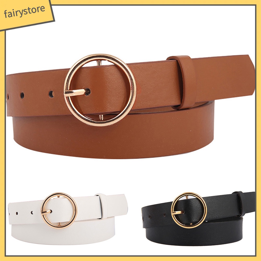 Thắt Lưng Da Phối Khoá Kim Loại Tròn Cho Nữ