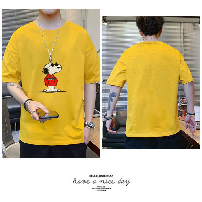 Áo phông nam nữ tay lỡ dáng rộng Unisex Snoopy Màu Vàng Siêu Đẹp áo thun unisex streetwear tee basic | BigBuy360 - bigbuy360.vn