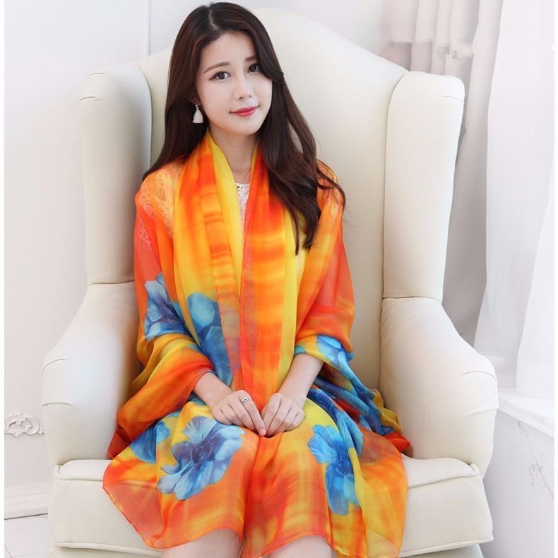 Khăn Choàng Chiffon Đi Biển Thời Trang Thu Đông Cho Nữ