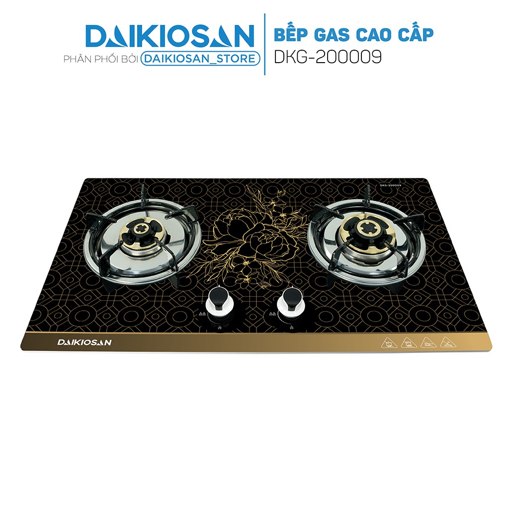 Bếp gas đôi Daikiosan DKG-200009 - Lắp đặt âm, hệ thống đánh lửa IC cao cấp, mặt kính sang trọng, bền bỉ
