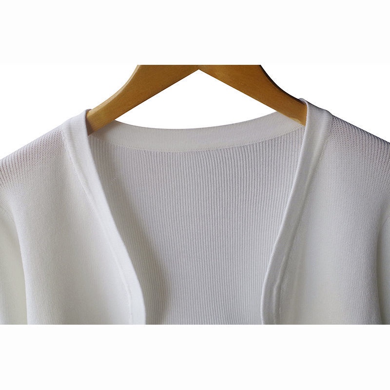 Áo Khoác Cardigan Dệt Kim Dáng Ngắn Tay Dài Lưng Cao Thời Trang Mùa Hè Cho Nữ