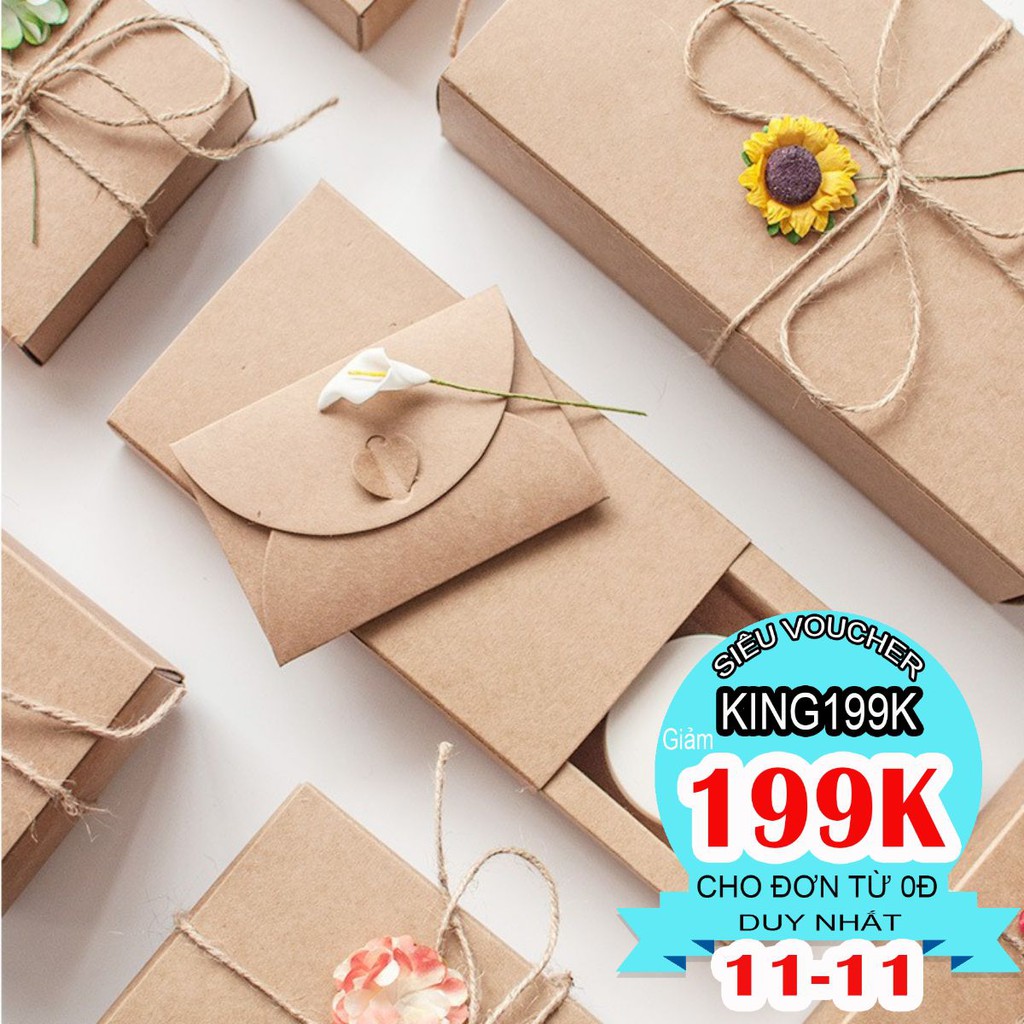 Hộp quà tặng hộp quà sinh nhật giấy nâu kraft dạng gấp chắc chắn phong cách vintage KING9