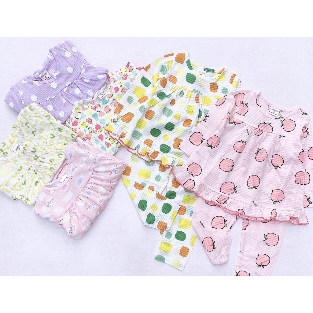 Bộ Bozip chất mềm mại dáng babydoll viền bèo họa tiết ngộ nghĩnh cho bessRIo hàng có sẵn kèm video