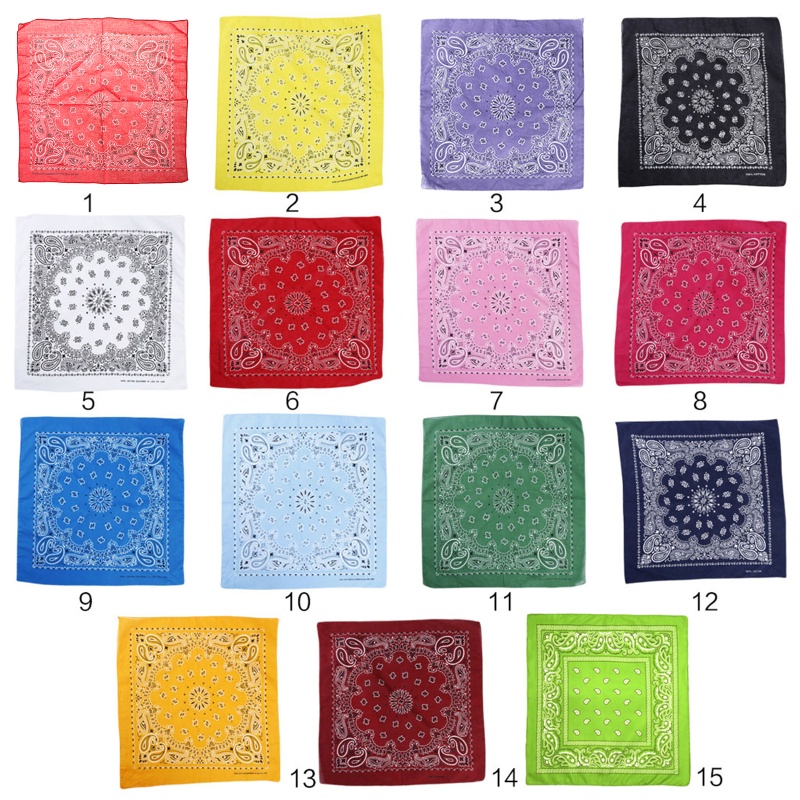 Khăn bandana hình vuông in họa tiết hoa văn dân tộc cổ điển có 15 màu sắc