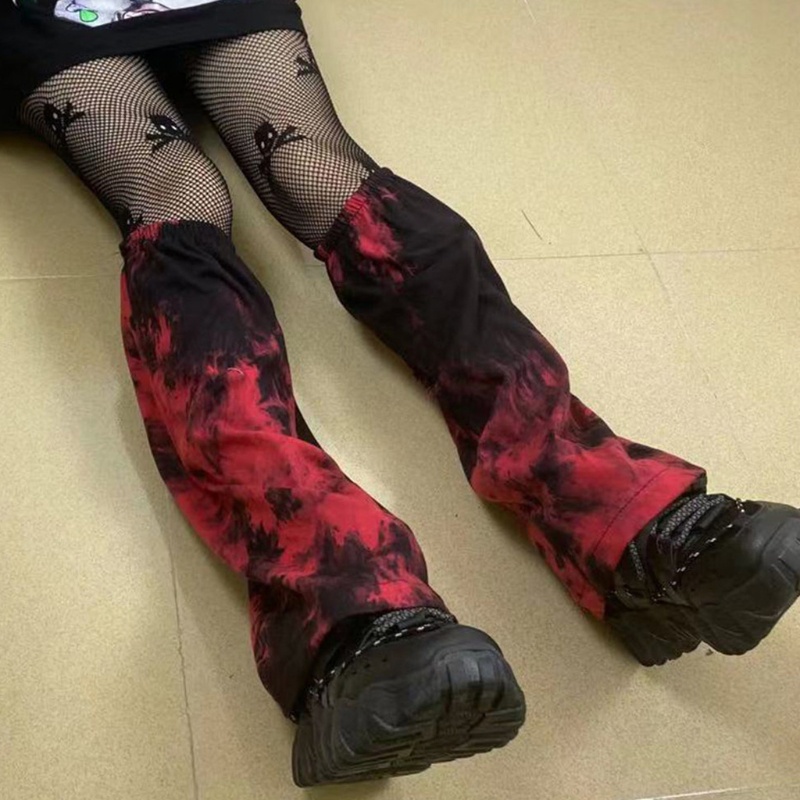 Vớ ống loe co giãn giữ ấm chân màu gradient phong cách Harajuku punk Nhật Bản cho nữ