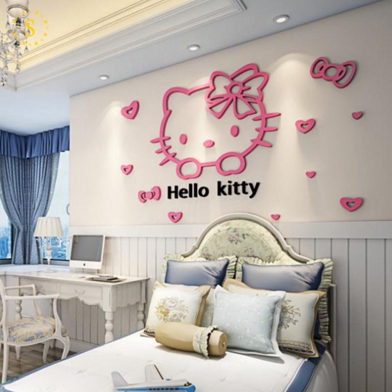Miếng Dán Tường 3d Hình Hello Kitty