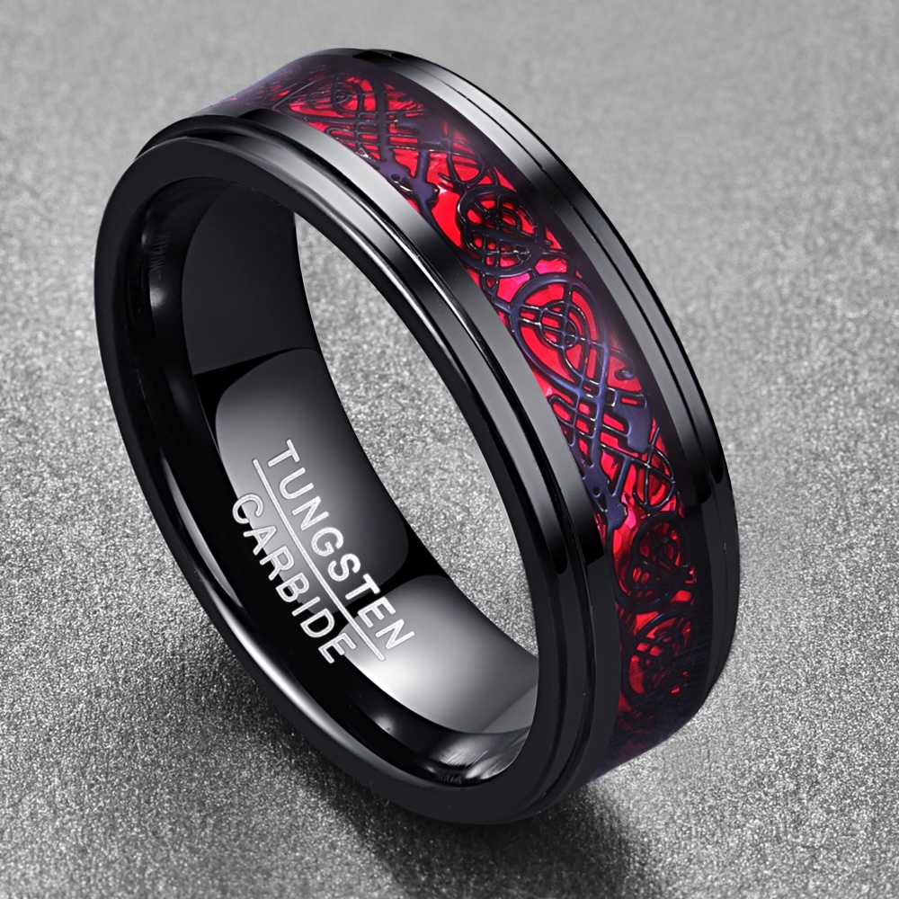 Nhẫn Đeo Tay Khắc Chữ BONLAVIE to My Soul Mate 5-14 Bằng Vonfram Cacbua Màu Đen / Xanh Lá / Đỏ Thoải Mái