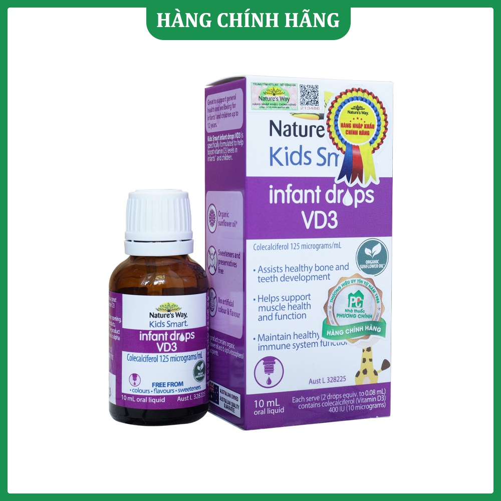 Vitamin D3 Cho Trẻ Sơ Sinh Nature's Way Kids Smart Infant Drops VD3 - Lọ 10ml