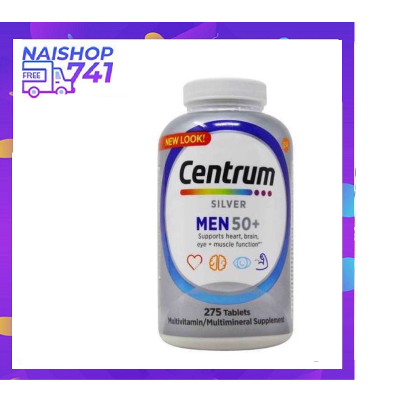 Centrum Silver Men 50+ bổ sung Vitamin và khoáng chất nam giới trên 50 tuổi (Chai 275 viên)
