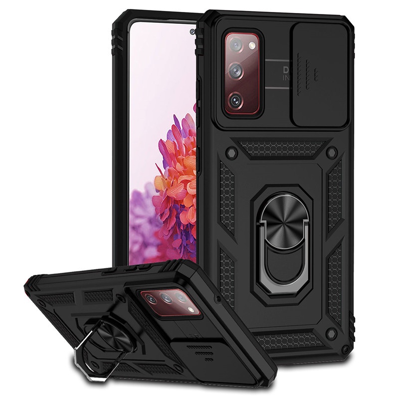 Ốp Điện Thoại PC + TPU Dạng Giáp Có Vòng Đỡ Kéo Bảo Vệ Camera Cho Samsung Galaxy S20 FE S21 Plus S22 Ultra S10