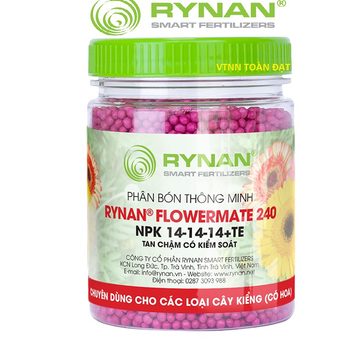 Phân RYNAN 240 (150g), Phân Tan Chậm Thông Minh NPK 14-14-14+TE dùng cho hoa lan, cây kiểng