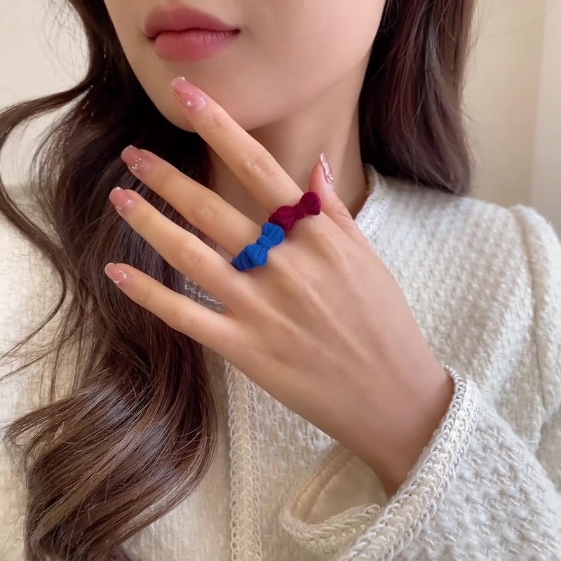 1 Nhẫn Đeo Ngón Trỏ Vải Nhung Màu Đỏ Rượu Dễ Thương Có Thể Điều Chỉnh