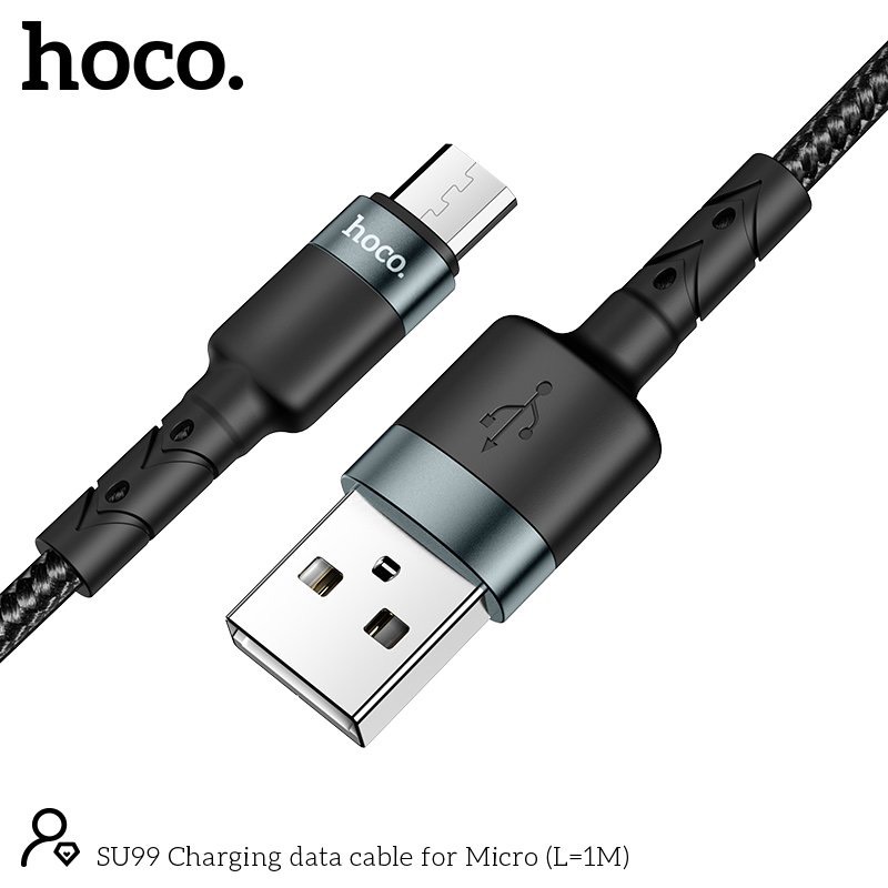 Dây cáp sạc Hoco SU99 .sạc nhanh Max 60W, dài 1M có bọc dù chống đứt, chân sạc Samsung, Micro