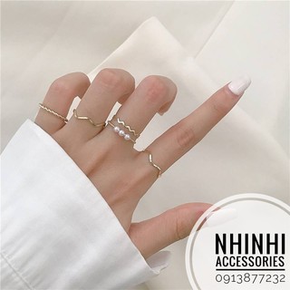 Bộ 5 nhẫn đính ngọc xinh xắn dành cho nữ