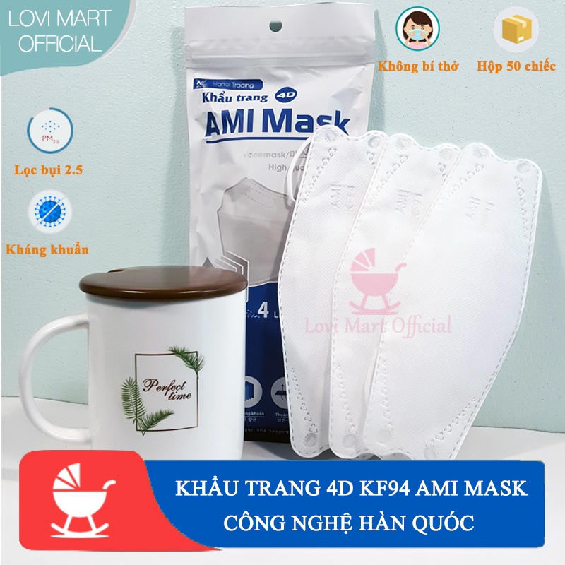 Khẩu trang 4D KF94 Hàn Quốc - Kháng khuẩn 4 lớp [MÀU TRẮNG]