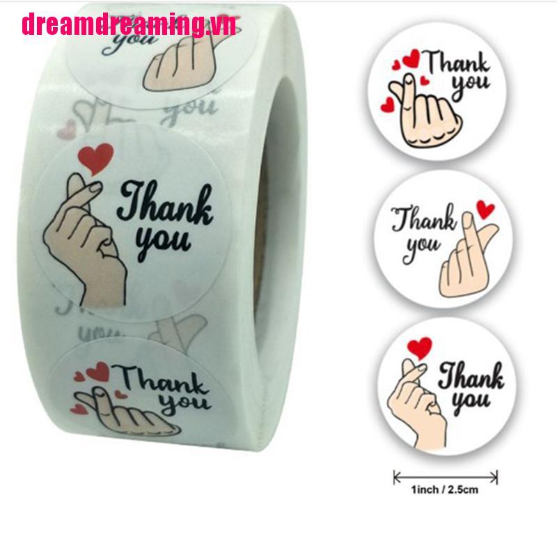 Cuộn 500 Miếng Dán Trang Trí In Chữ Thank you With Diverse
