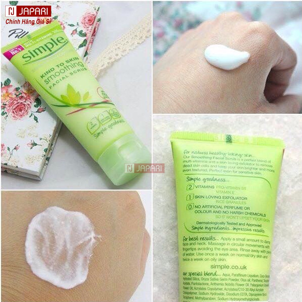 Gel Tẩy Tế Bào Chết Simple Skincare Chính Hãng -Simple Kind To Skin Smoothing Facial Scrub - MỸ PHẨM GIÁ SỈ JAPARI