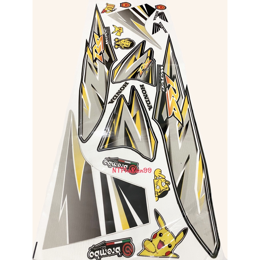 Tem Wave RS. Tem rời Wave Alpha phối màu. Dán cho Wave50cc-100cc 110cc( Tem 3 lớp chống nước chống bay màu )