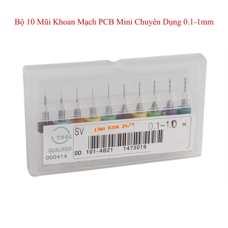 Bộ 10 Mũi Khoan CNC 0.1-1mm Khoan Mạch PCB Mini Chuyên Dụng