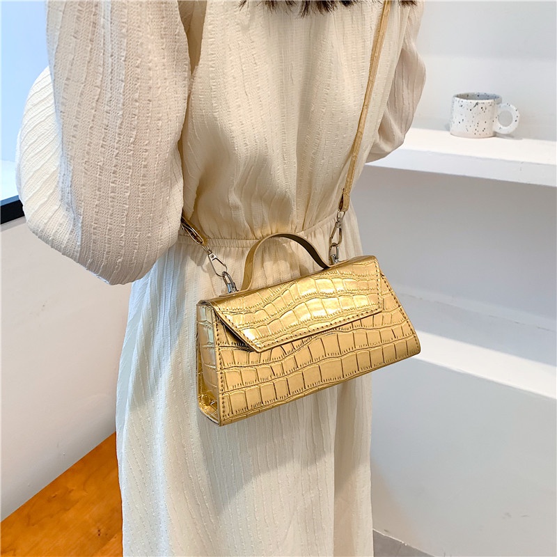 IELGY Túi Đeo Chéo Dáng Vuông Nhỏ Vân Da Cá Sấu Đơn Giản Thời Trang Cho Nữ