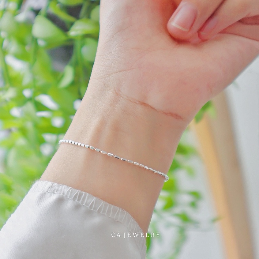 Vòng tay nữ lắc tay nữ bạc s925 những hạt khối hình cườm đan nhau Cá jewelry LTB108