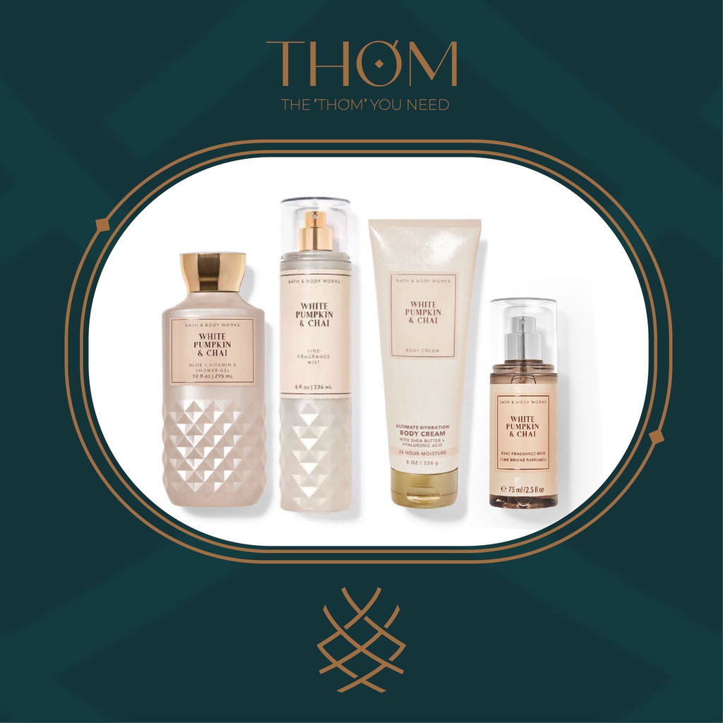 WHITE PUMPKIN &amp; CHAI | Sản Phẩm Tắm Dưỡng Xịt Thơm Toàn Thân Bath &amp; Body Works