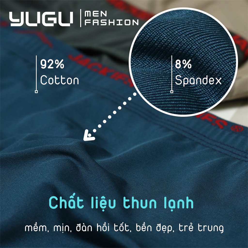 Quần lót nam thun lạnh cao cấp JACKIES Bn04 -YUGU- Quần sịp nam tam giác 40kg-90kg chính hãng Việt Nam, 1 chiếc, che tên