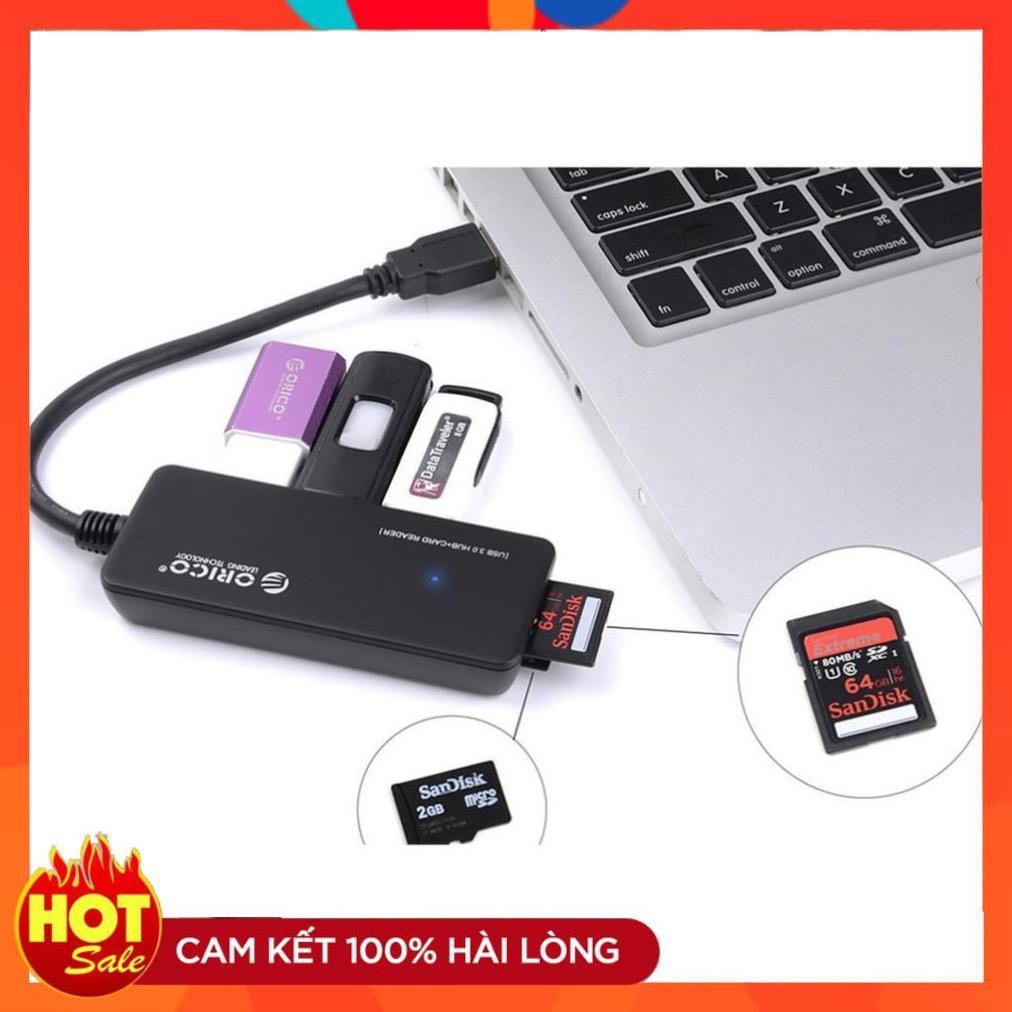 [Chính Hãng] Bộ Chia HUB USB 2.0 Orico H3TS-U2 3 Cổng (Tích Hợp Đầu Đọc Thẻ Nhớ TF/SD) -Chính Hãng BH 12T