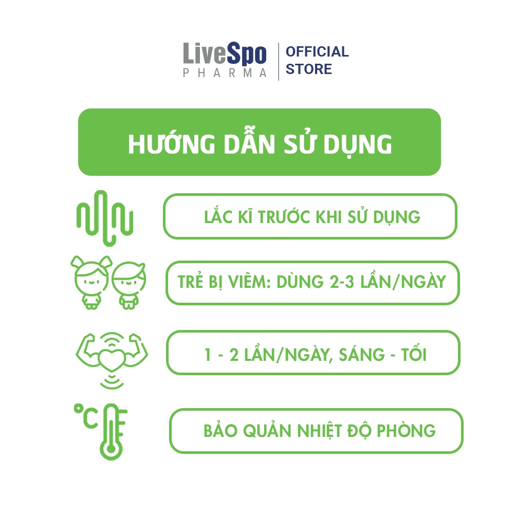 Bình xông xịt mũi - nước muối sinh lý bào tử lợi khuẩn LiveSpo Navax Family - Làm sạch và thông đường hô hấp 5 ống x 5ml