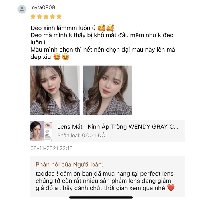 Lens Mắt , Kính Áp Tròng WENDY GRAY Có Độ Cận và Không Độ , DIA 14.0 ,Cho Mắt Nhạy Cảm Giá Sale