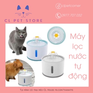 Máy uống nước tự động hình tròn cho chó mèo - Có đèn LED