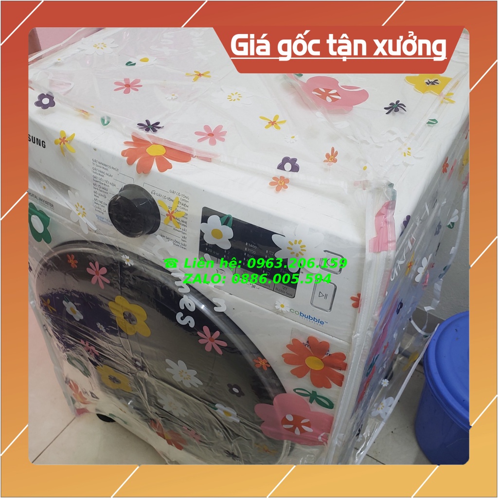 [HOT] Bọc Trùm Máy Giặt Cửa Trên, Cửa Ngang Nilon Pha Vải Loại 7 Đến 9 KG