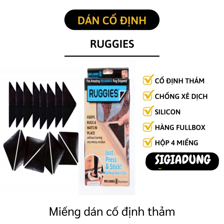 [SGD] Combo 4 miếng dán - Miếng dán Ruggiec cố định thảm giúp giữ tấm thảm cố định, khăn bàn không bị xê dịch 2290