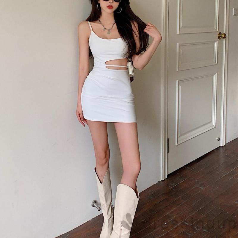 Đầm hai dây màu sắc đơn giản quyến rũ cho nữ