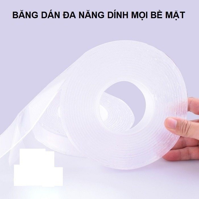 Băng dính 2 mặt đa năng siêu dính - Có thể tái sử dụng nhiều lần dễ dàng - Băng keo siêu dính trong suốt