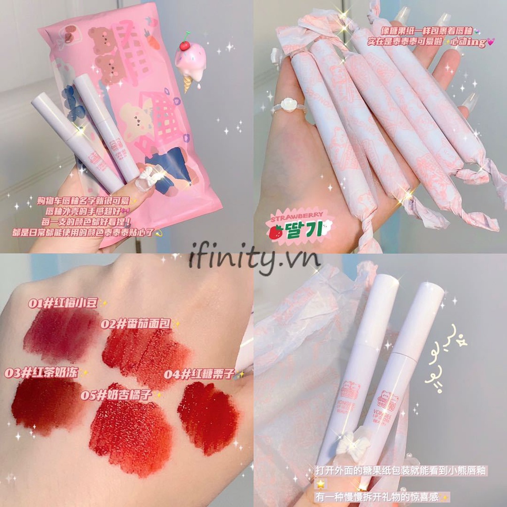 Bộ 5 Son Kem Lì Cây VONGEE Không Dính Cốc Set Son Kem Mịn Lì VONGEE Nội Địa Trung Chống Thấm Nước