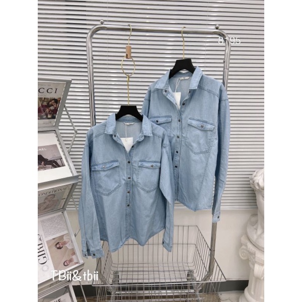 Áo sơmi jean 2 túi ngực hàng QCL1